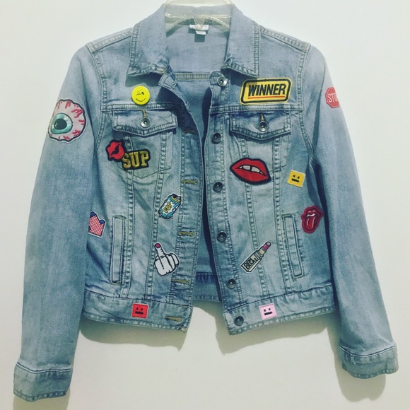vintage jean jacket with patches